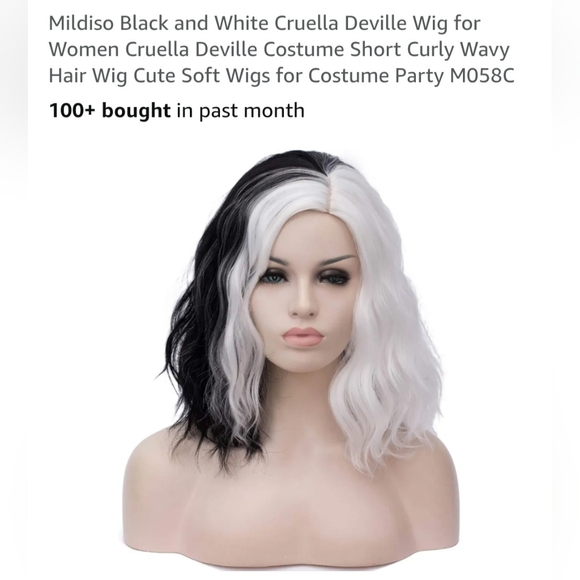 Black and White Cruella Deville Wig for Women - Picture 1 of 5